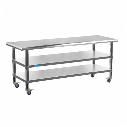 AmGood Stainless Steel Work Table with 2 Shelves and Casters | Metal Utility Table On Wheels (Stainless Steel Work Table with 2 Shelves + Casters, 72" Long x 18" Deep) - size: 72" Long x 18" Deep