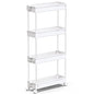 SPACEKEEPER Slim Rolling Storage Cart 4 Tier Bathroom Organizer Mobile Shelving Unit Utility Cart Tower Rack for Kitchen Laundry Narrow Places, White - color: White