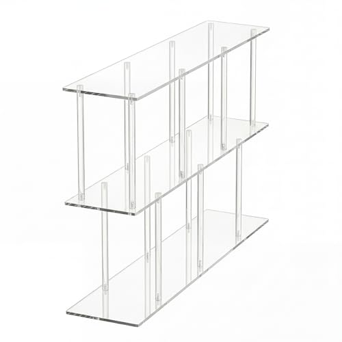 3-Tiers Acrylic Bookshelf 11.8''D X 47.2''W X 24.6''H Horizontal Bookshelf with Large Storage Cube Organizer Shelf Easy Assembly for Home Office Living Room Bedroom