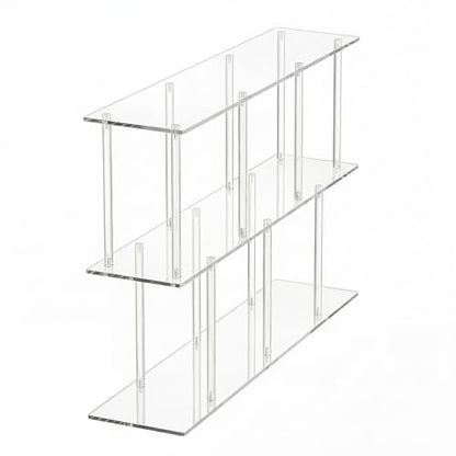 3-Tiers Acrylic Bookshelf 11.8''D X 47.2''W X 24.6''H Horizontal Bookshelf with Large Storage Cube Organizer Shelf Easy Assembly for Home Office Living Room Bedroom