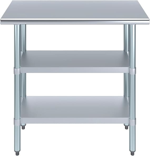 Stainless Steel Work Table with Double Undershelf – Compact Commercial Prep Table for Kitchen, Bakery, Restaurant – NSF Certified (14 x 24) - size: 14x24