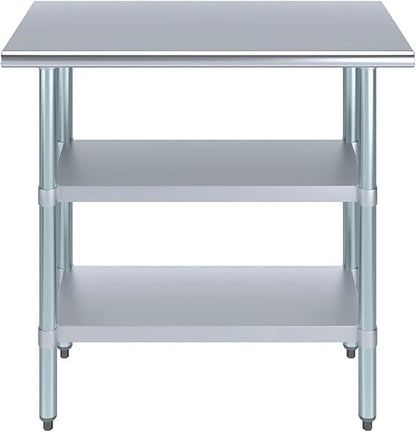 Stainless Steel Work Table with Double Undershelf – Compact Commercial Prep Table for Kitchen, Bakery, Restaurant – NSF Certified (14 x 24) - size: 14x24