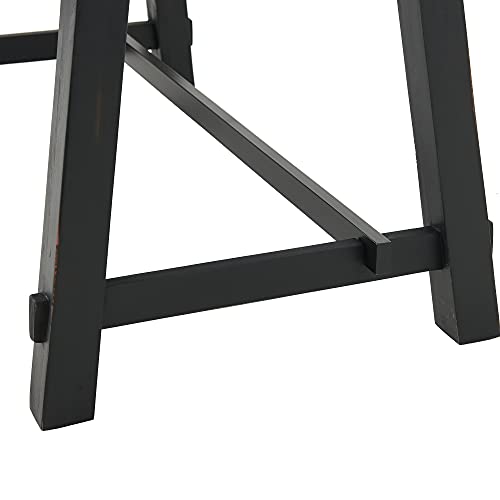 Adam 32 in. Solid Pine Wood Desk, Rustic Industrial Style, Distressed Black Sawhorse Legs, Compact Office Desk, Natural Wood Characteristics, 32 in. W x 21 in. D x 30 in. H, Ideal for Home Office - size: 32"W