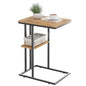 C Shaped End Table, Small Side Table for Couch and Bed, Wood Snack Table with Metal Frame for TV Tray, Sofa, Living Room, Bedroom, Bedside (Oak) - color: Oak Brown+black