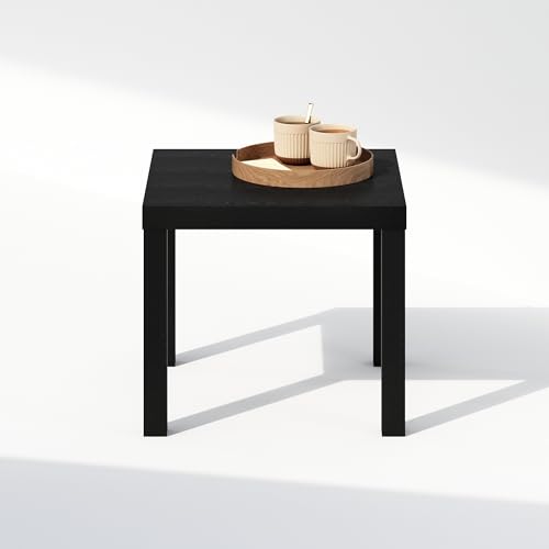 Furinno Classic Modern Coffee Table, Printer Stand, Black | 1.8" Triple Thick Square Tabletop, Side Table with 4 Legs, for Living Room, Bedroom, Home Office - color: Black, size: Square