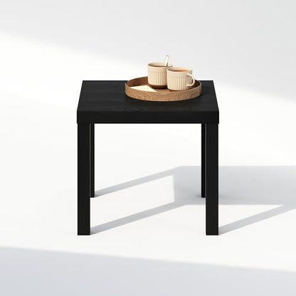 Furinno Classic Modern Coffee Table, Printer Stand, Black | 1.8" Triple Thick Square Tabletop, Side Table with 4 Legs, for Living Room, Bedroom, Home Office - color: Black, size: Square