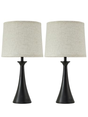 Touch Lamp for Living Room Bedroom, 21" Table Lamps Set of 2 with USB C+A Ports, Touch Bedside Lamps for Nightstand with 3 Way Dimmable, 2 LED Bulbs Included, Black - color: Black 2pcs