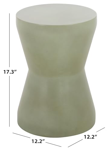 SAFAVIEH Outdoor - Torre Accent Stool - Modern Design - Sage Green Concrete - Weather Resistant Side Table - Ideal for Patio, Deck, Backyard, 12.2" W x 12.2" D x 17.3" H (VNN1001E)