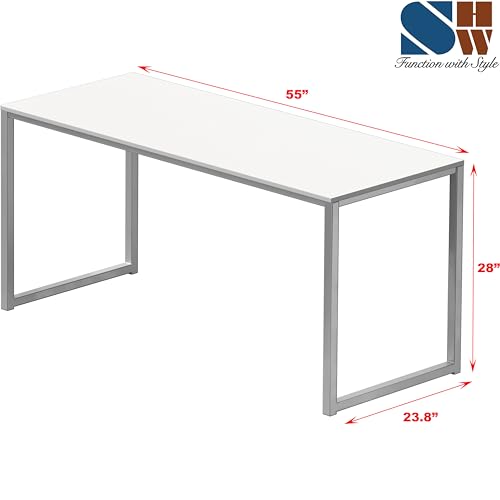 SHW Mission 55-Inch Home Office Computer Desk, White - color: White, size: 55-Inch