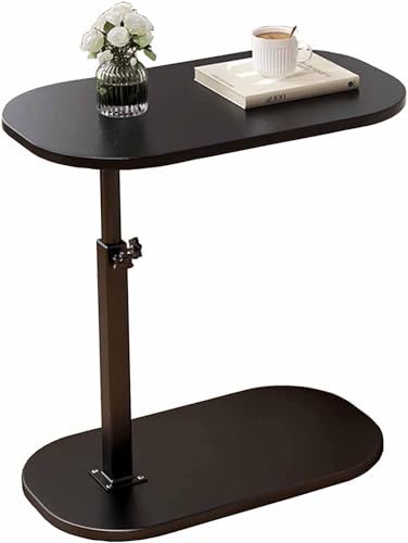 Simcat C Shaped Side Table,Adjustable Height C Table End Table for Couch,360°Swivel Couch Side Tables Slide Laptop Desk for Sofa/Bed/Bathtub/Rotating Tabletop (Black) - color: Black