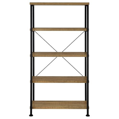 Coaster Home Furnishings - Analiese - Wood and Metal - 4-Tier Bookshelf with Open Shelves, X-Back Bracing, and Rectangular Frame - Home Office - 63-Inch - Mango - 802003 - color: Mango