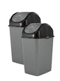 Superio Small Trash Can for Dorm with Lid 4.5 Gallon Plastic Swing Top Slim Garbage Can for Under Sink/Cabinet, Laundry, Kitchen, Office, Bedroom, Bathroom, College, 18 Qt Gray/Black, 2 - size: 4.5 Gallon