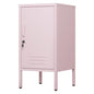 Garvee Metal Locker Nightstand with Shelf,Single Door Lockable Metal End Table,Modern Bedside Table, Versatile Side Cabinet for Bedroom, Living Room, or Office (27.55”h x 13.78”w x 14.96”d) - color: Pink