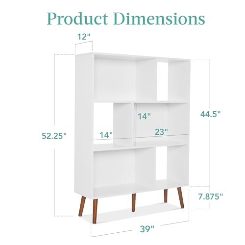 Best Choice Products 3-Tier Mid-Century Modern Wooden Bookcase, 6-Cube Organizer for Nursery, Kids Room, Living Room, w/Removable Back Panels, Pine Legs - White/Brown - color: White/Brown