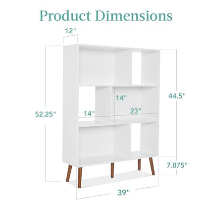 Best Choice Products 3-Tier Mid-Century Modern Wooden Bookcase, 6-Cube Organizer for Nursery, Kids Room, Living Room, w/Removable Back Panels, Pine Legs - White/Brown - color: White/Brown