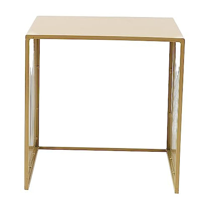 LeisureMod Mid-Century Modern Design Square Steel Side Table with Powder Coated Finish Side/End Tables Perfect for Modern and Contemporary Living Space, Gold - color: Gold