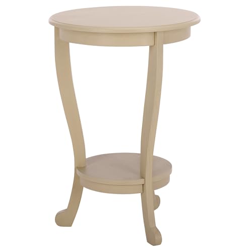 SAFAVIEH Furniture - Mary Pedestal Table - Sand - Solid Wood - Farmhouse Pedestal Design - Ideal for Living Room, Entryway, Home Office, 18.1" W x 18.1" D x 26" H (AMH5711G) - color: Sand