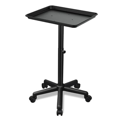Salon Tray on Wheels, Black Salon Tray Cart with Adjustable Height, Tattoo Rolling Tray, Metal Service Instrument Storage Tray for Salon&Home Use - color: Black