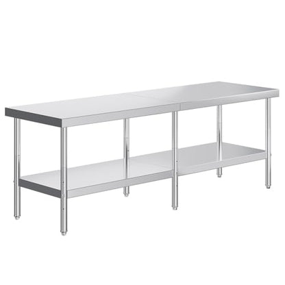 Jocisland 30" x 96" Stainless Steel Table for Prep & Work, Food-Grade Stainless Steel Adjustable Under Shelf and Feet, for Commercial Kitchen, Restaurant, Hotel and Garage - size: 30x96 in, style: Table