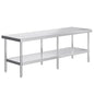 Jocisland 30" x 96" Stainless Steel Table for Prep & Work, Food-Grade Stainless Steel Adjustable Under Shelf and Feet, for Commercial Kitchen, Restaurant, Hotel and Garage - size: 30x96 in, style: Table