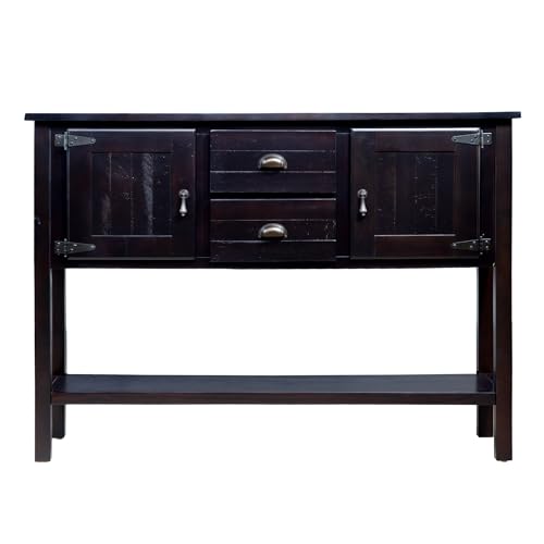 LKTART Solid Wood Farmhouse Console Table,Sofa Table with Storage Drawers and Shelves,Entryway Table for Entry Hallway Foyer Sofa Side Table,Easy Assembled(48" Espresso) - color: Espresso