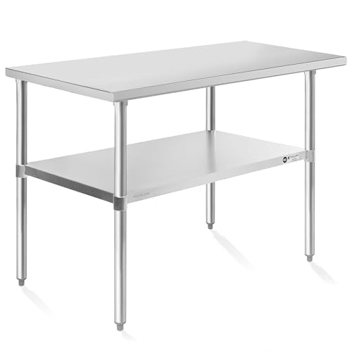 KUTLER Stainless Steel Table 24 x 48 Inches, NSF Heavy Duty Commercial Kitchen Prep and Work Table with Undershelf for Restaurant, Hotel, Home - size: 24" x 48"