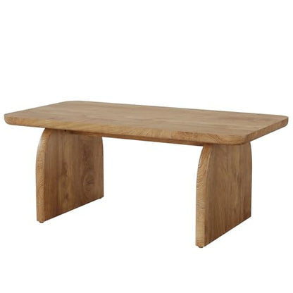 Tribesigns Rectangle Coffee Table, 47-Inch Wood Rectangular Living Room Table, Farmhouse Accent Center Low Cocktail Tea Table with Sturdy Base & Rounded Corners, Easy Assembly (Natural Brown) - color: Natural Brown