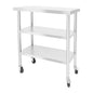 30x14x35in 3-Tier Stainless Steel Work Table with Casters & Foot Pads, Adjustable Shelves, 330 lbs Load Capacity, Space-Saving Metal Utility Cart for Small Spaces, Kitchen, Garage, Restaurant, Home - size: 30x14x35 Inches