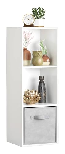 Whitmor 3 Cube Storage Organizer, Small Bookshelf, 3 Cube Shelf Book Shelf with Open Shelves for Room Decor, Stackable MDF Wood Cube Shelf Bookcase Storage Cabinet, White, 12.2" L x 11.7" W x 35.6" H - color: White, size: 3 Cube, 3 Tier
