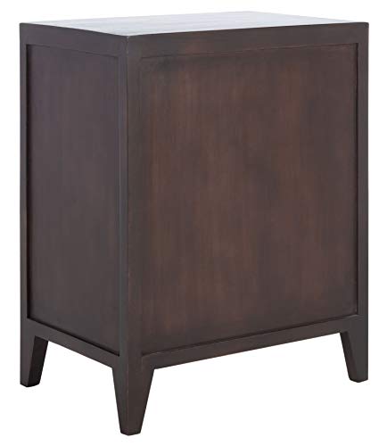 SAFAVIEH Furniture - Thea 1-Door Carved Nightstand - Brown - Mango Wood - Artisan Global Design - Ideal for Bedroom, 20"W x 14"D x 26"H - Fully Assembled (NST5300A) - color: Brown