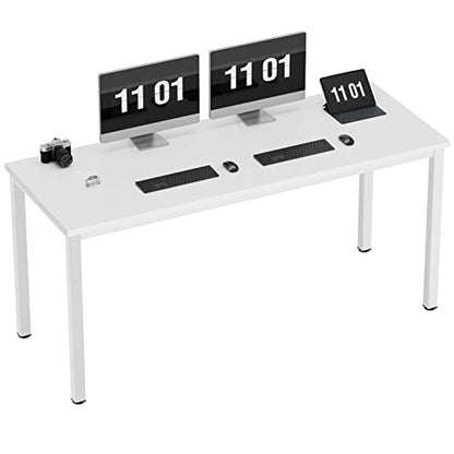 Need 63 Inch Large Computer Desk, Ample Legroom, Metal Frame, All White | Home Office Desk, Basic Sturdy Writing Table, Adjustable Feet, Water-Resistant, Dorms & Bedrooms, Easy Assembly, Game & Study - color: White, size: 63 inches
