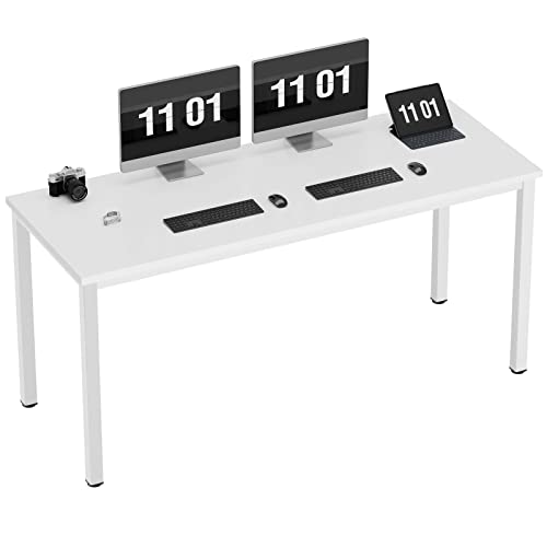 Need 63 Inch Large Computer Desk, Ample Legroom, Metal Frame, All White | Home Office Desk, Basic Sturdy Writing Table, Adjustable Feet, Water-Resistant, Dorms & Bedrooms, Easy Assembly, Game & Study - color: White, size: 63 inches