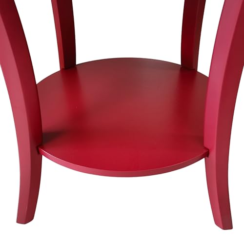 Roundhill Furniture Perth Contemporary Round End Table with Shelf - color: Red