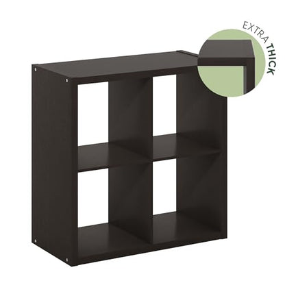 Furinno Cubicle Book Shelf, 4-Cube Bookshelf, Extra Thick Frame Reversible Bookcase with Open Back, 14.6 x 30 x 30, for Living Room, Bedroom, Home Office, Black Oak - color: Black Oak, size: 4-Cube