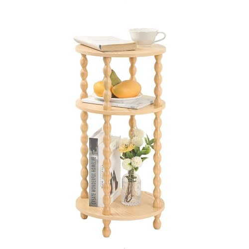 AWASEN Small End Table, 3-Tier Round Side Table for Small Spaces, Round Accent Table Nightstand for Bedroom, Living Room, Office, Natural - color: Natural