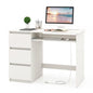Tangkula White Desk with 3 Storage Drawers & Built-in Charging Station, Home Office Desk with Keyboard Tray, PC Desk Study Writing Table, Vanity Table for Bedroom, Computer Workstation (White) - color: White