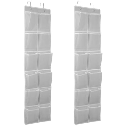 GOMAJI 2PK Over the Door 12 Pocket Hanging Shoe Organizer - color: Gray