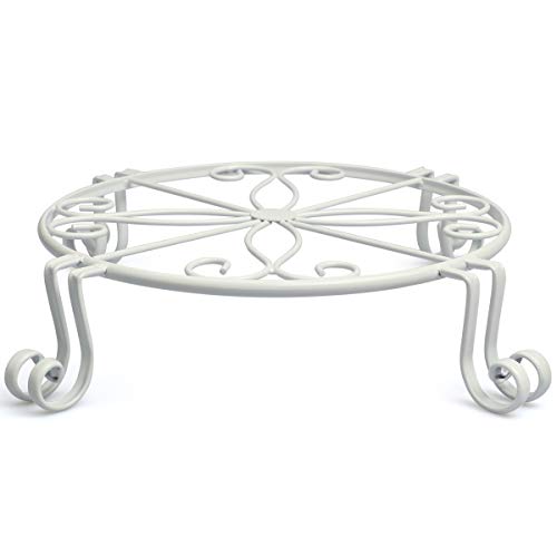 White Plant Stand for Flower Pot Heavy Duty Potted Holder Indoor Outdoor Metal Rustproof Iron Garden Container Round Supports Rack for Planter Bronze, Pumpkin Stand Outdoor - color: White, size: 12 x 3.1 Inches