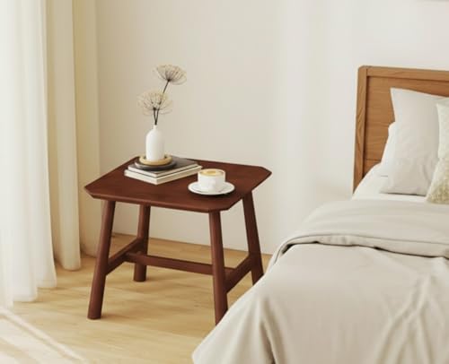CIMOTA Solid Wood Side Table Modern Small Square End Table for Living Room Farmhouse Narrow Nightstand for Small Spaces/Bedroom/Office, Walnut Finish - color: Walnut