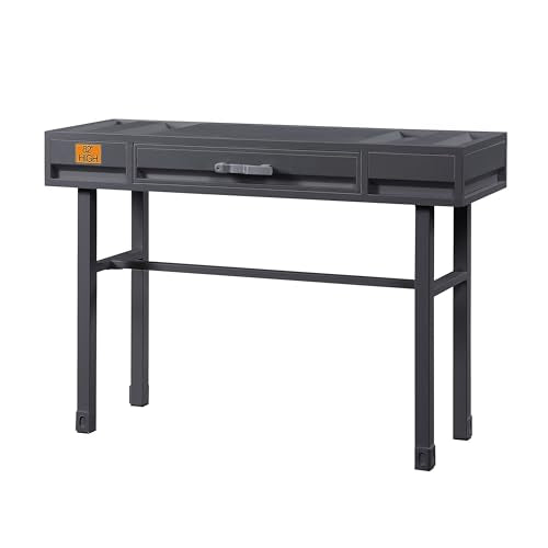Gunmetal Writing Desk with 1 Drawer - Compact Home Office Computer Desk