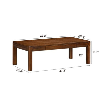 NTC Flow Modern Wooden Rectangle Coffee Table with Hidden Drawer – Waterproof & Heat Resistant, Dark Walnut - color: Dark Walnut, size: 47 Inch, style: Coffee Table