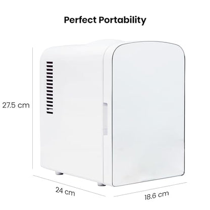 Chefman - Iceman Portable Mirrored Personal Fridge 4L Mini Refrigerator, Skin Care, Makeup Storage, Beauty, Serums & Face Masks, Small For Desktop Or Travel, Cool & Heat, Cosmetic Application, White