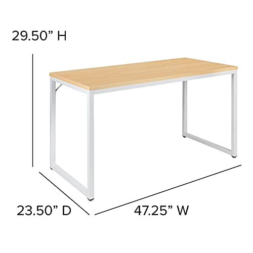 Flash Furniture Tiverton Industrial Modern Desk - Commercial Grade Office Computer Desk and Home Office Desk - 47" Long (Maple/White) - color: White, size: 47 Inch