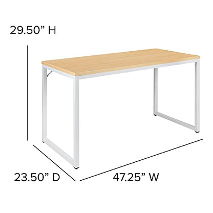 Flash Furniture Tiverton Industrial Modern Desk - Commercial Grade Office Computer Desk and Home Office Desk - 47" Long (Maple/White) - color: White, size: 47 Inch