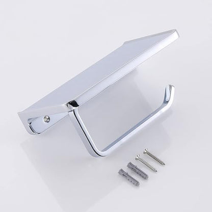 RANDOM Chrome Toilet Paper Holder with Phone Shelf Storage Rack for Bathroom or Kitchen Tissue Roll Paper Holder Dispenser All Solid Metal Wall Mounted RD93008-C. - color: B-polished Chrome