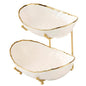 White Fruit Bowl with Gold Metal Stand, 2 Tier Modern Ceramic Fruit Bowl Fruit Rack for Kitchen Counter, Tiered Fruit Basket for Snacks Bread Candy Storage (White A,2 Tier) - color: White A,2 Tier