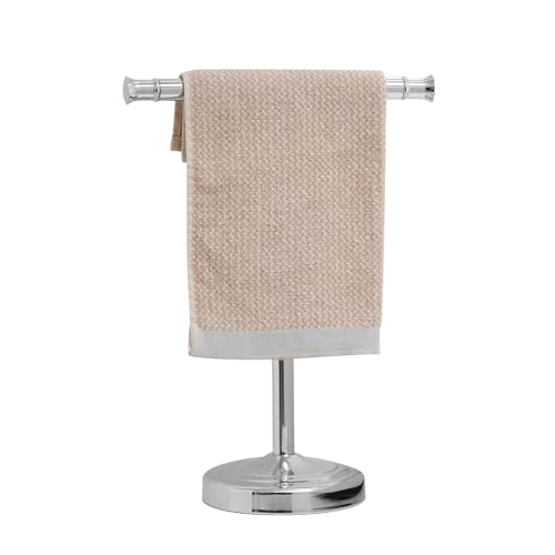 RUMOSE 13 Inch Polished Chrome Towel Stand Hand Towel Holder Bathroom Kitchen Vanity Countertop T-Shape Towel Rack Free Standing Stainless Steel Towel Bar Towel Ring - color: Polished Chrome