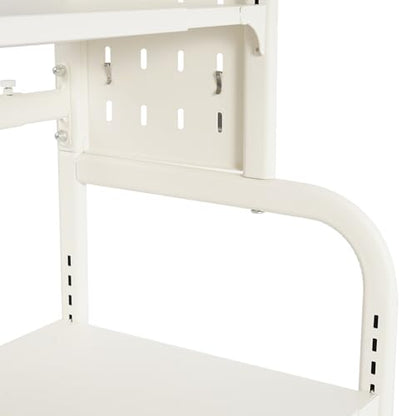 Adjustable Laundry Room Shelf, White Washing Machine Shelf, 3-Tier Washing Machine and Dryer Storage Rack, Laundry Room Space Saving Organizer with Hooks for Balcony