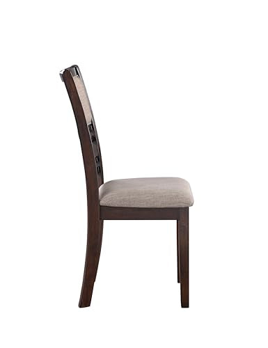 New Classic Furniture Gia Dining Chair (Set of Four), Light Brown Fabric Upholstered Seat & Back Rest, Cherry Brown - color: Cherry, size: Set of 4, style: Dining Chair