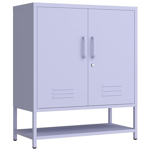 Wide 3-Tier Metal Shoe Storage Cabinet, Multifunctional Household Shoe Organizer with Adjustable Shelves for Home & Entryway Purple 33" H X 29.5" W X 13.8" D - color: Lilac, style: Cabinet-33"H-AP